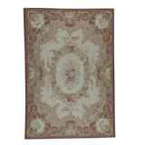 Hand-Knotted High-Quality Ivory and Rose Area Rug