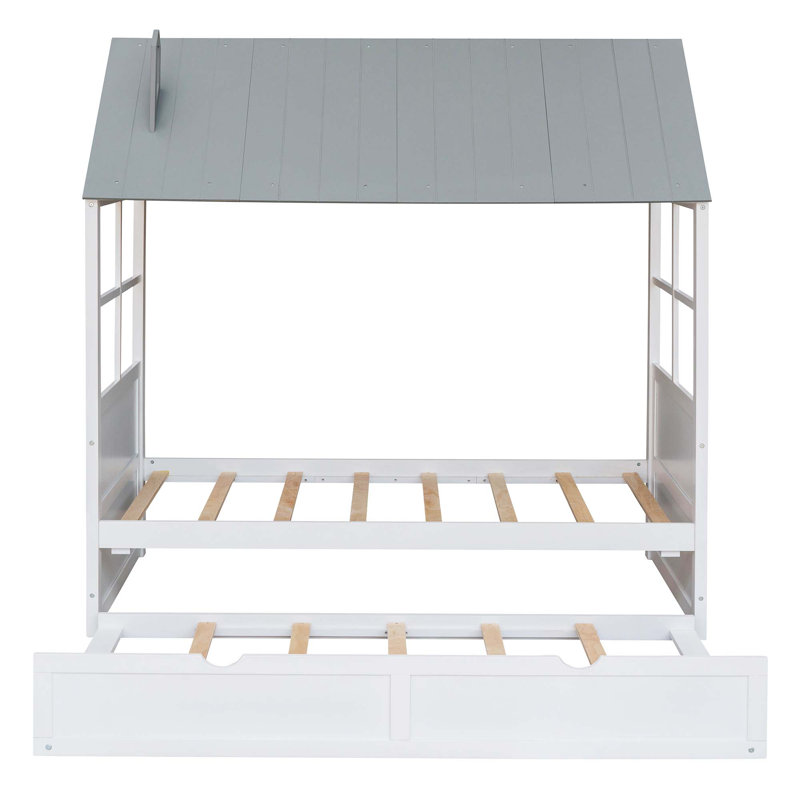 Vanwagenen Canopy Bed, Twin, White/Gray