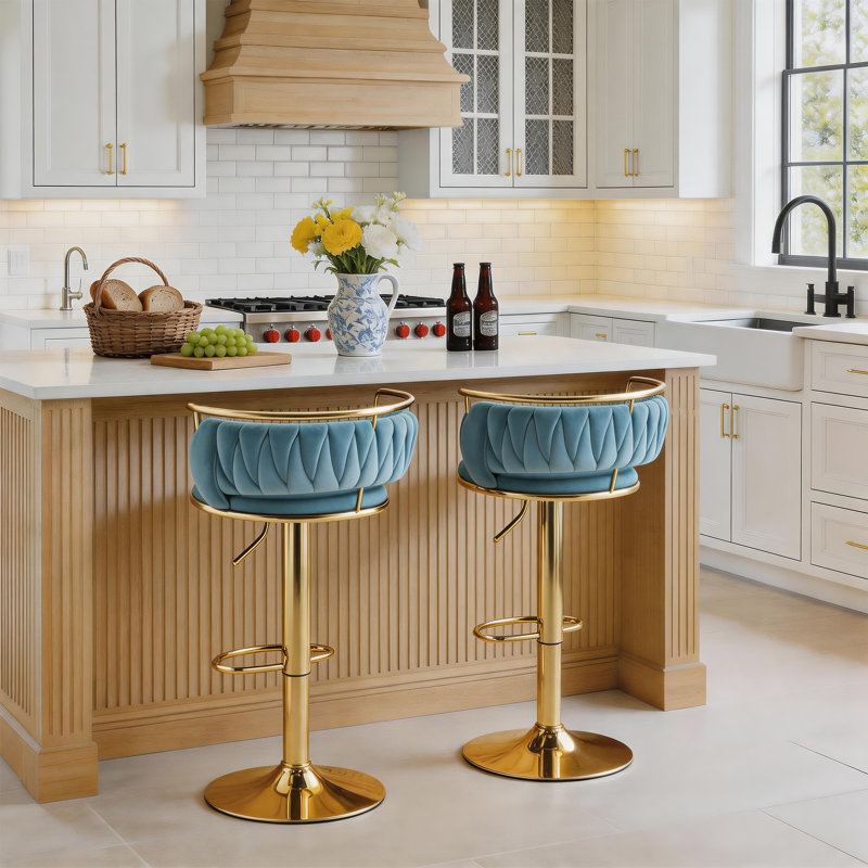 Tabouret de bar Christal, Gold, Bleu