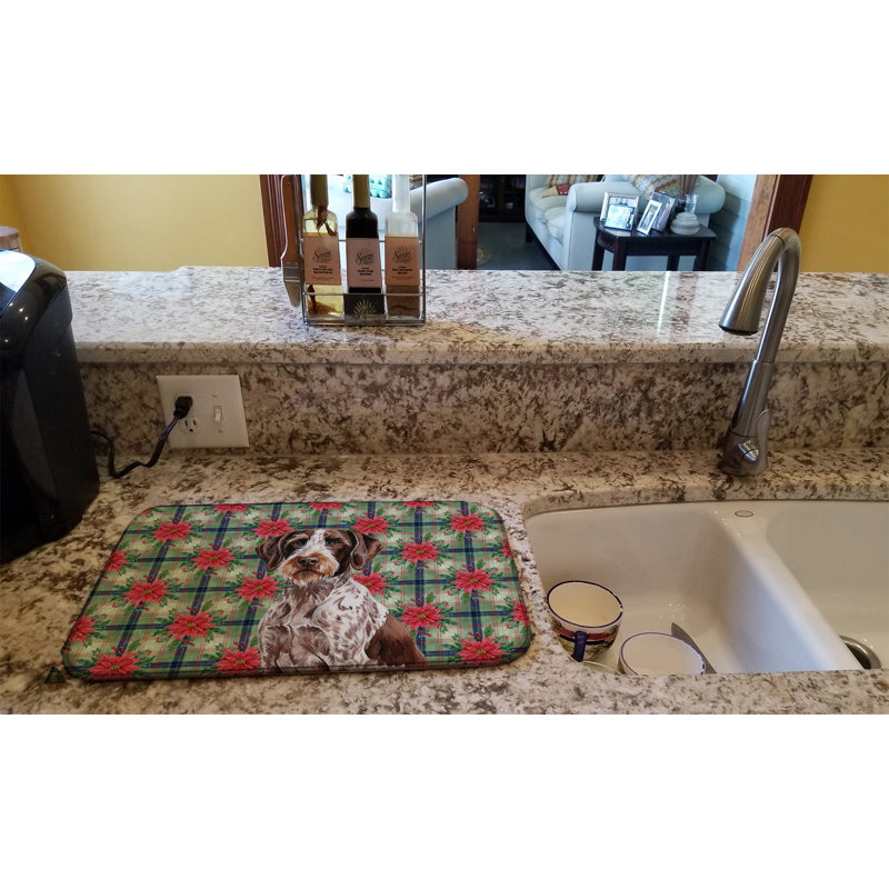 Tapis de séchage Roan German Wirehaired Pointer Christmas PoinsettIas