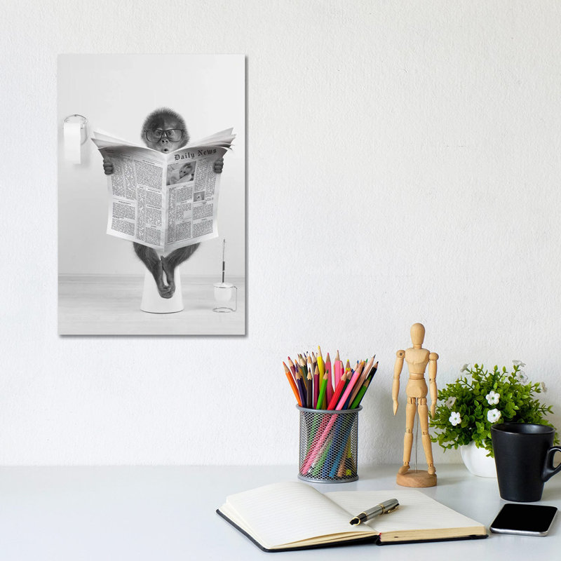 «Monkey On The toilettes lecture journal», reproduction d'art mural