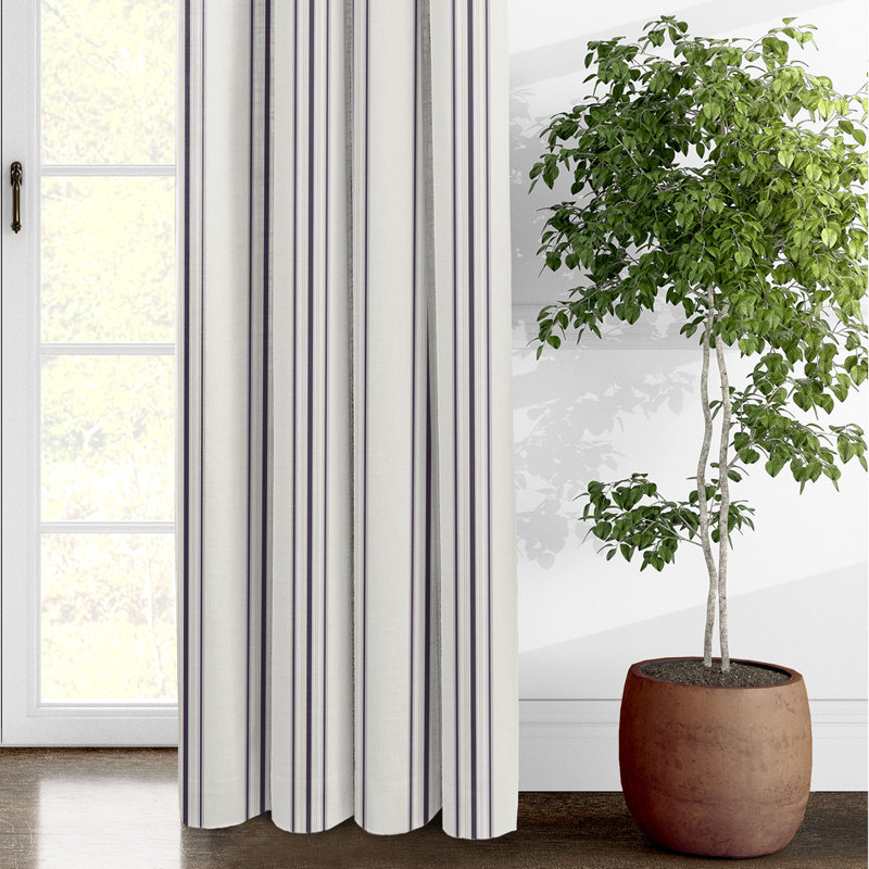 August Stripe Grommet Drapery Panels - Pair, Eggplant, 50" W x 108" L