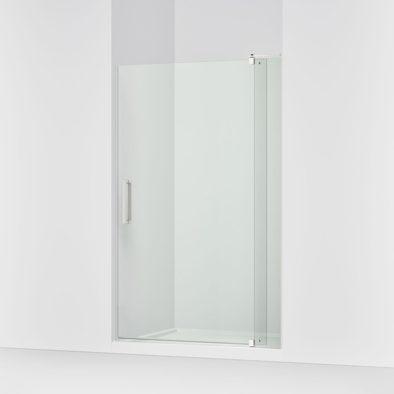 Revel 48'' x 74'' Pivot Shower Door with CleanCoat Technology, Bright Polished Silver, Crystal Clear