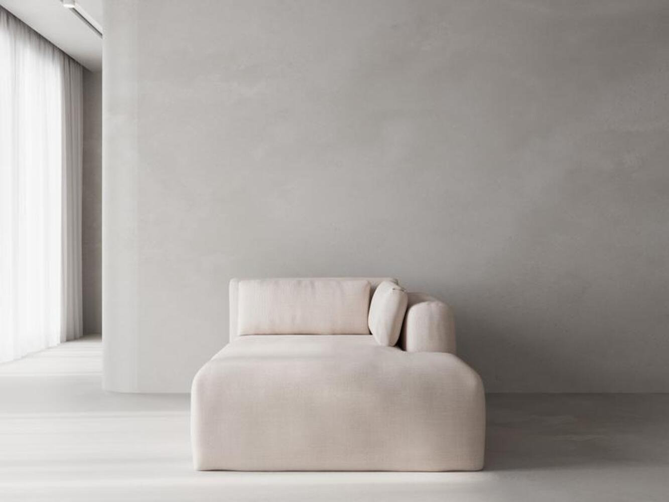 Freddie Linen Upholstered Chaise Lounge, Nevis Ivory