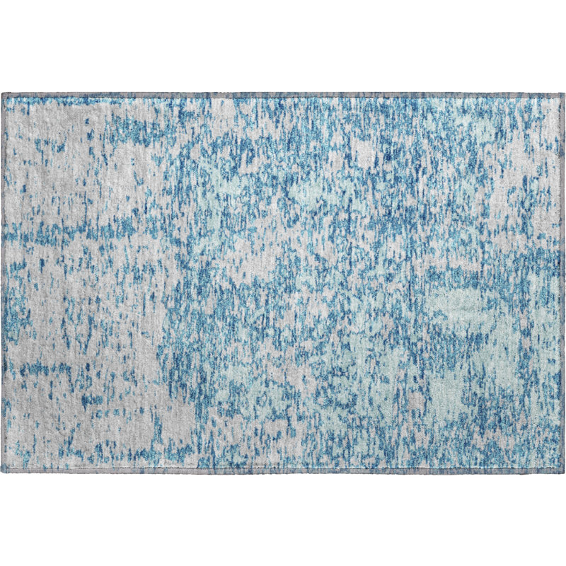 Premium Machine Washable Prisco Teal Rug, Rectangle 1'8" x 2'6"