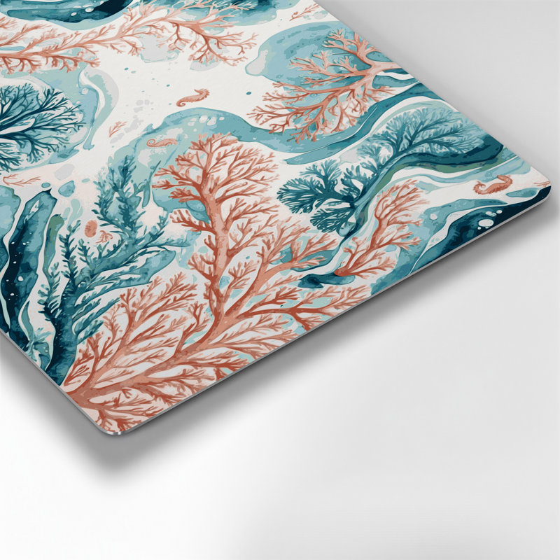 Nautique, motifs coraux gris, art mural en métal, H 11 po x l 14 po