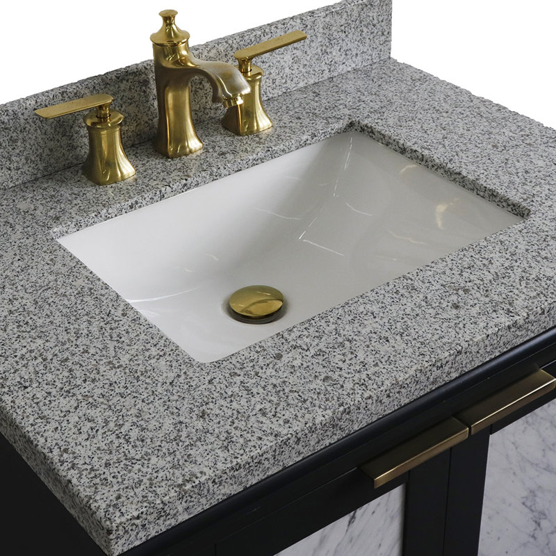 Ensemble de meuble-lavabo simple 31 "avec miroir Schreck, Gris, Gris foncé