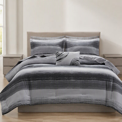 Ensemble d'édredon 7 pièces pour lit simple 7 pièces avec draps en coton, noir