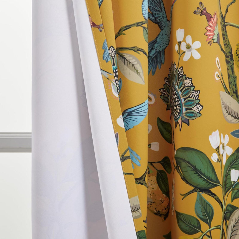 Rideaux décoratifs avec œillets décoratifs de style champêtre français pour fenêtre de salon, Jaune