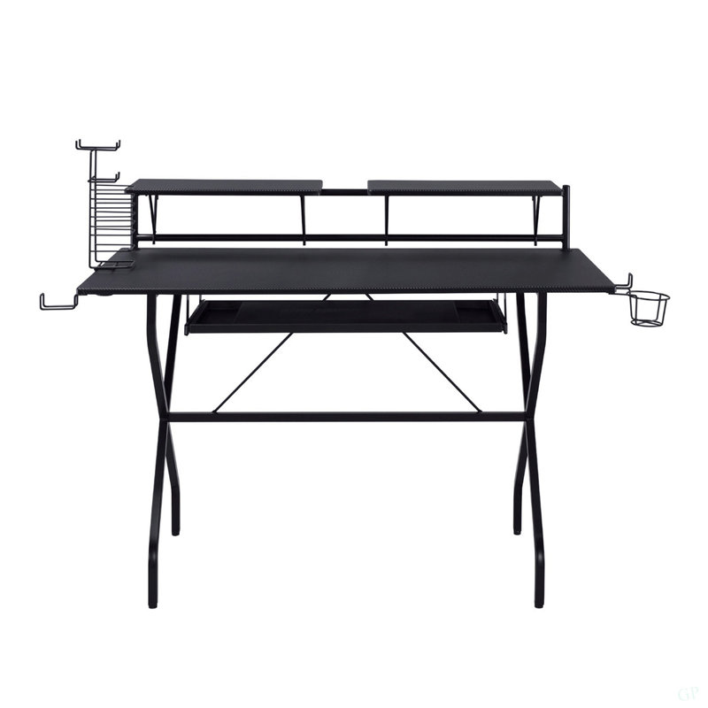 Rectangular Computer Desk With Keyboard Tray, Black