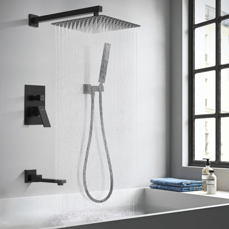 Douche à pluie à contrôle de pression noir mat expérience de salle de bain moderne