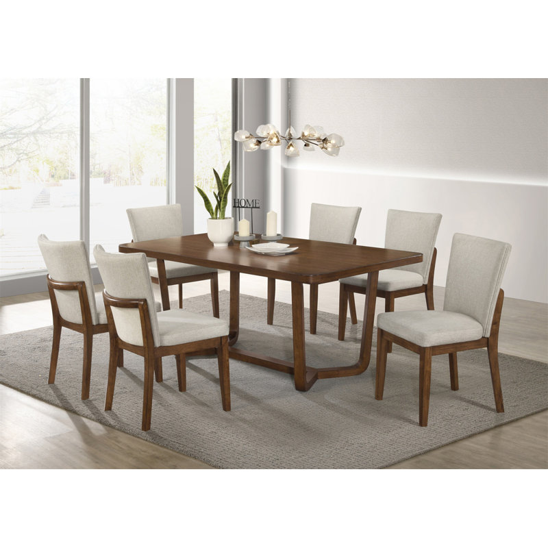 Ensemble de salle à manger 7 pièces Mid-Century, 7 pièces : table, 6 chaises