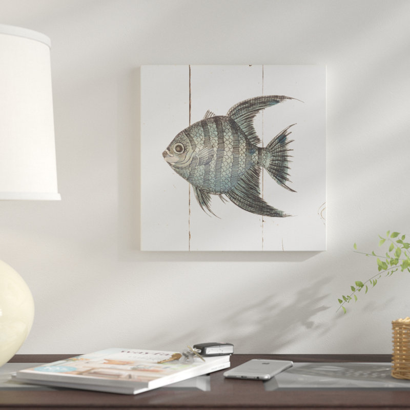 « fish sketches ii shiplap », impression sur toile, H 12 po x l 12 po x P 0,75 po, Toile tendue, Pas de tapis