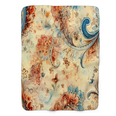 Motifs aquarelles - couverture Sherpa de qualité supérieure 1 pièce