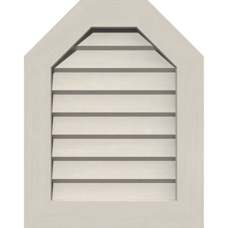 Évent de pignon octogonal mural en bois, Pin apprêté (lisse), H 35 po x l 29 po (OB : H 30 po x l 24 po)