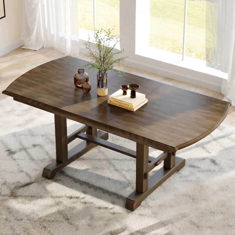 Colson Expandable Wooden Dining Table with Removable Leaf, Brown