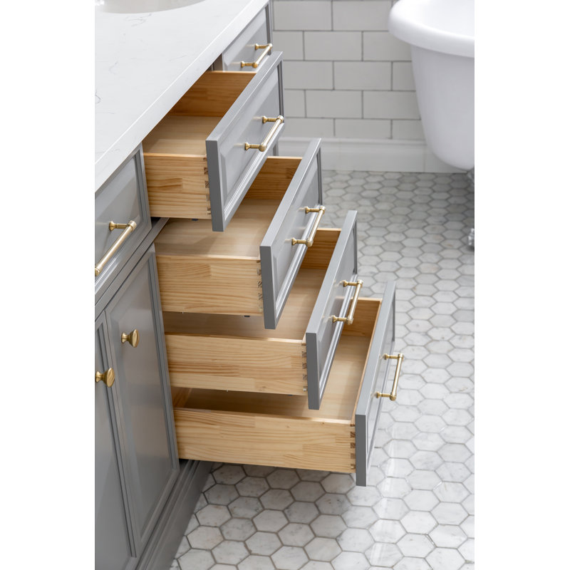 Palace 72'' W Double Vanity, Cashmere Gray, Satin Brass