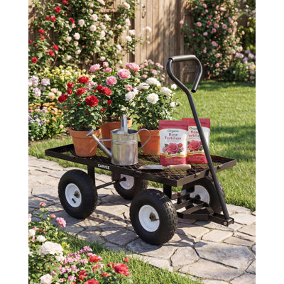 Chariot de jardin robuste - Chariot de jardin utilitaire d'une capacité de 400 lb avec panneaux en filet amovibles