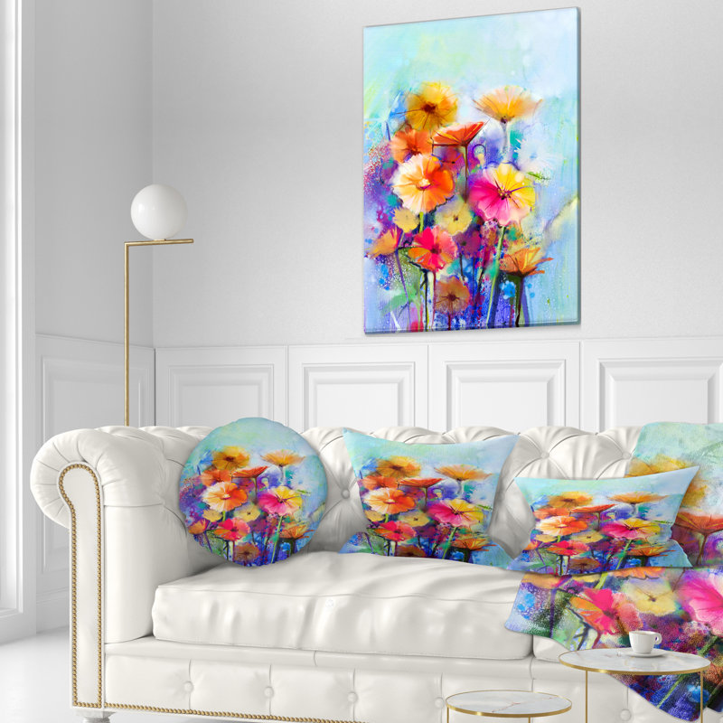 Abstract Floral Watercolor - Coussin décoratif à imprimé floral