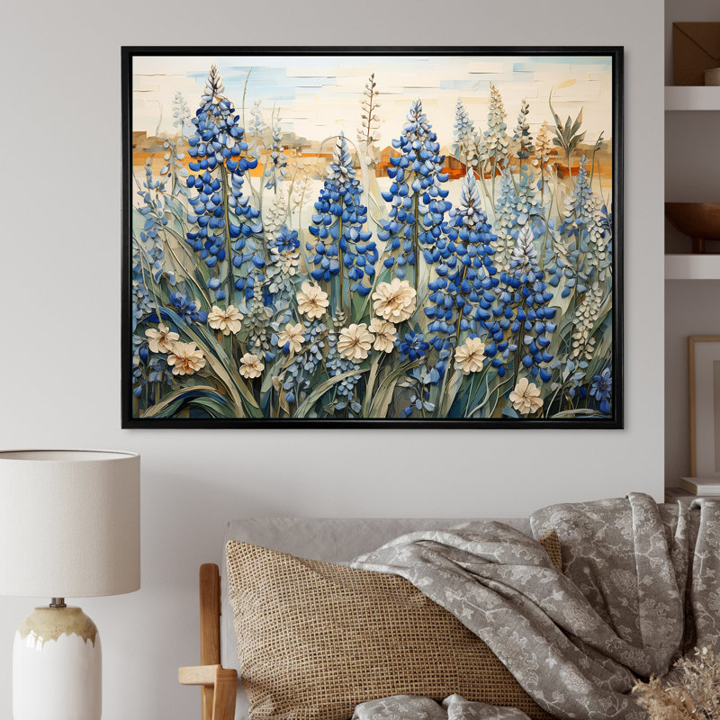 Magical Blue Bonnets Grass Meadows I, reproduction d'art sur toile, Noir, H 16 po x l 32 po x P 1 po