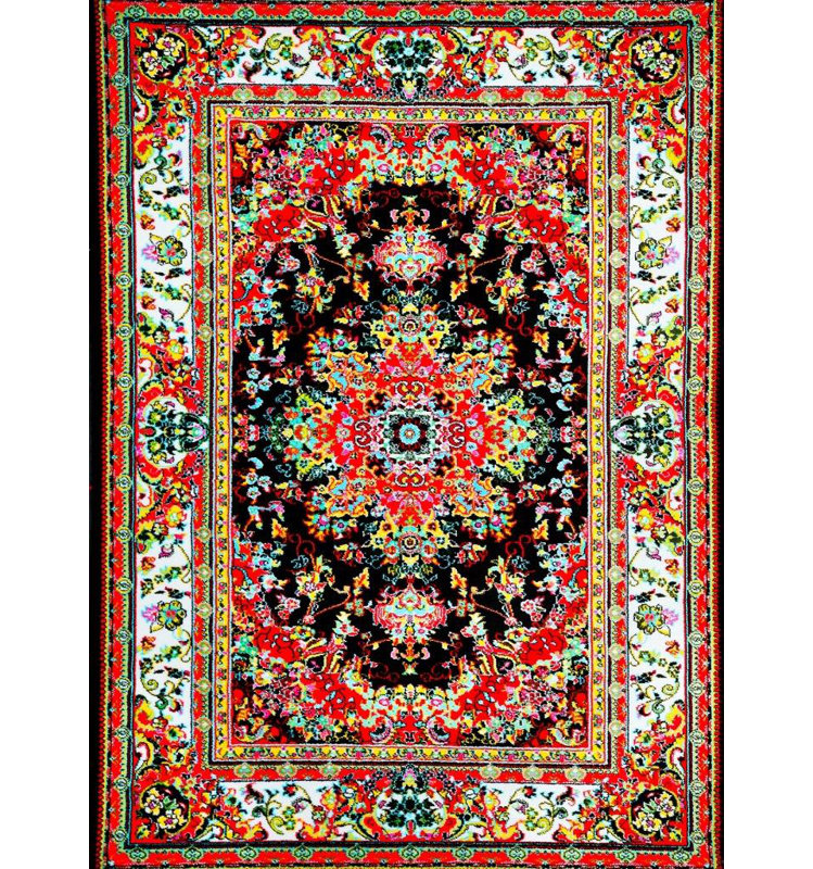 Tapis d'intérieur / extérieur noir / rouge tissé à la machine Blocher