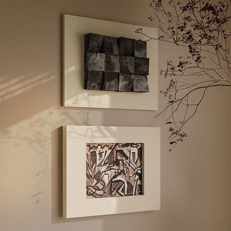 Ensemble d'art mural traditionnel 2 pièces en bois manufacturé traditionnel pour le salon, H 43,3 po x l 27,56 po