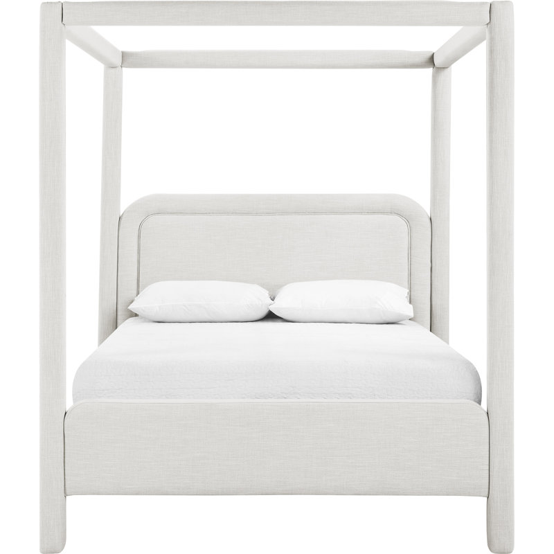 Salina Linen Textured Fabric Upholstered Bed, Cream Linen Textured Fabric, Full
