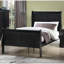 Lit-bateau à panneau simple en bois massif de la collection Louis Philippe, finition cerisier brun pour chambre d'amis-2052312950