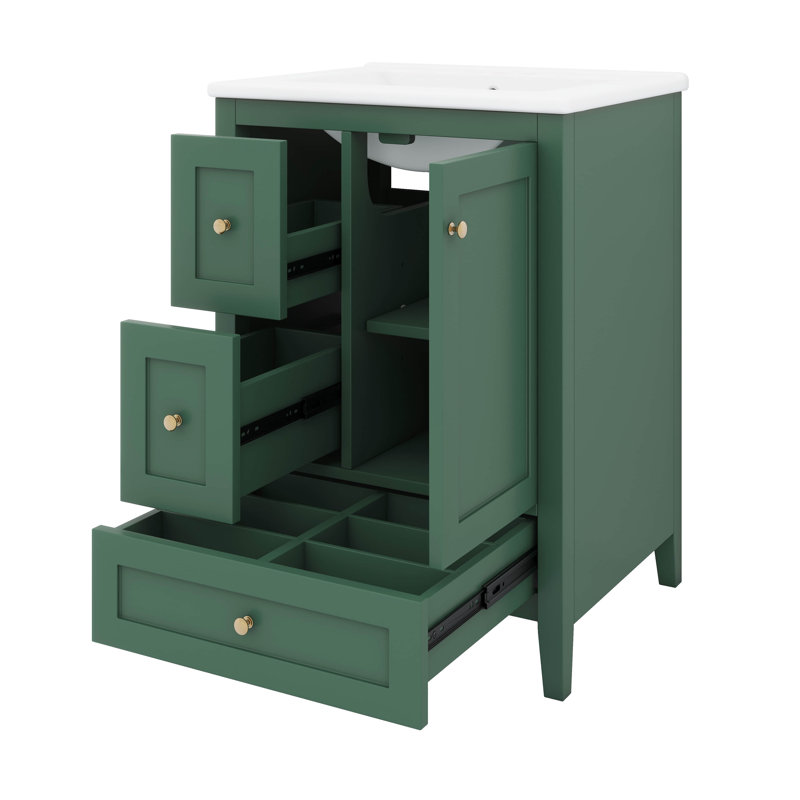 Meuble-lavabo de 24 po avec tablette réglable, Dark Green