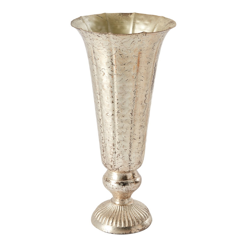 Evie-Anne Handmade Metal Table Vase, Champagne, 16.5" H x 8.25" W x 8.25" D