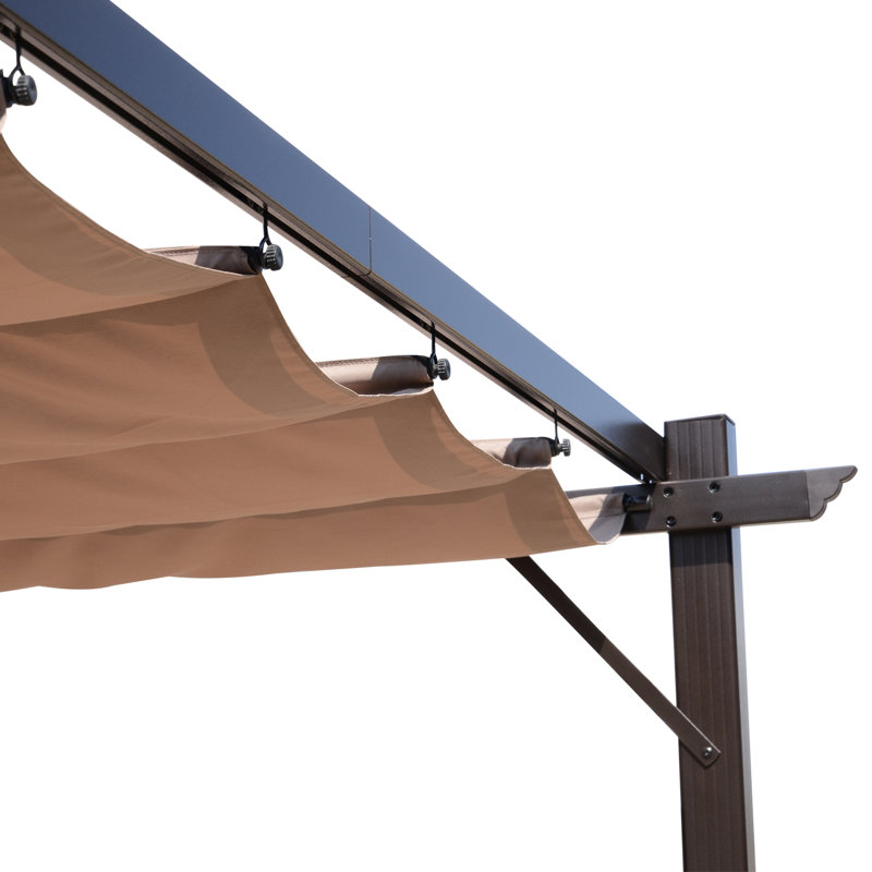 Charcoal Grey Aluminum Pergola with Retractable Canopy
