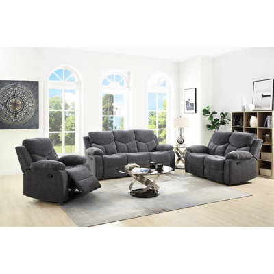 3pcs Living Room Recliner , Gray Chenille - Comfortable And Contemporary Seating Lounge Provide Comfort For Your
