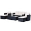 Ensemble de salle à manger polyvalent en rotin pe toutes saisons avec table basse 6 pièces - Design contemporain pour la détente en plein air