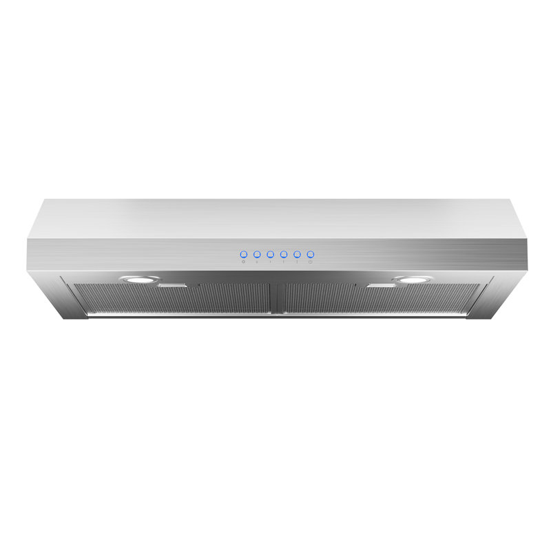 Hotte sous un meuble à conduit 36 pouces 900 CFM en acier inoxydable avec lumières DEL, évent supérieur / arrière, 36"