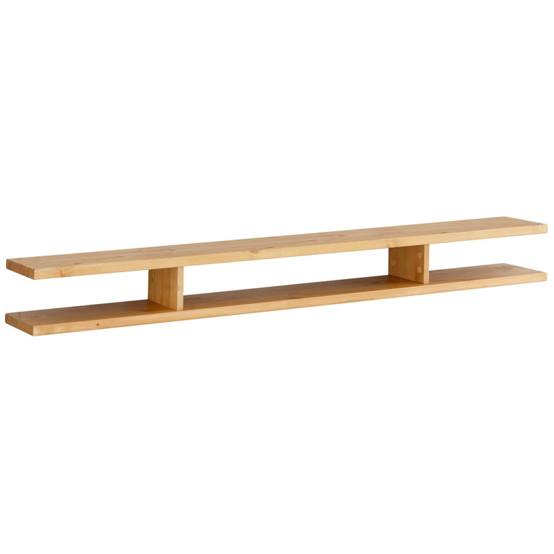 2 Piece Pine Solid Wood Floating Shelf, Oiled