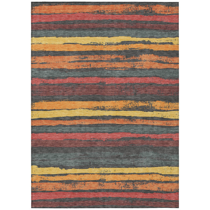Tapis extérieur lavable rayé gris granite 3 pi x 5 pi