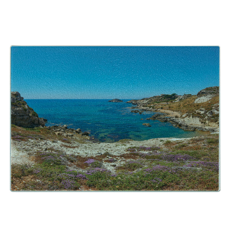 Multicolore planche à découper en verre trempé Ambesonne Sicily Paradise Sea Beach
