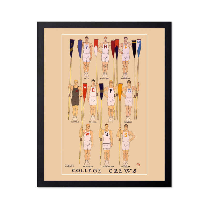 College Rowing Crews, Cadre noir, Affiche, H 24 po x l 32 po