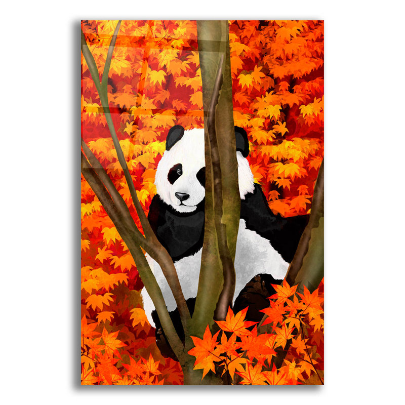  «Fall Panda» par Thatgrubgirl, art mural en verre acrylique, 16 po x 24 po