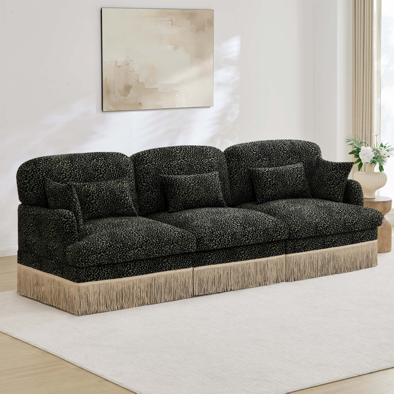 Canapé modulaire en chenille Leopard, H 34,6 po x l 100,3 po x P 33 po, Chenille - noir