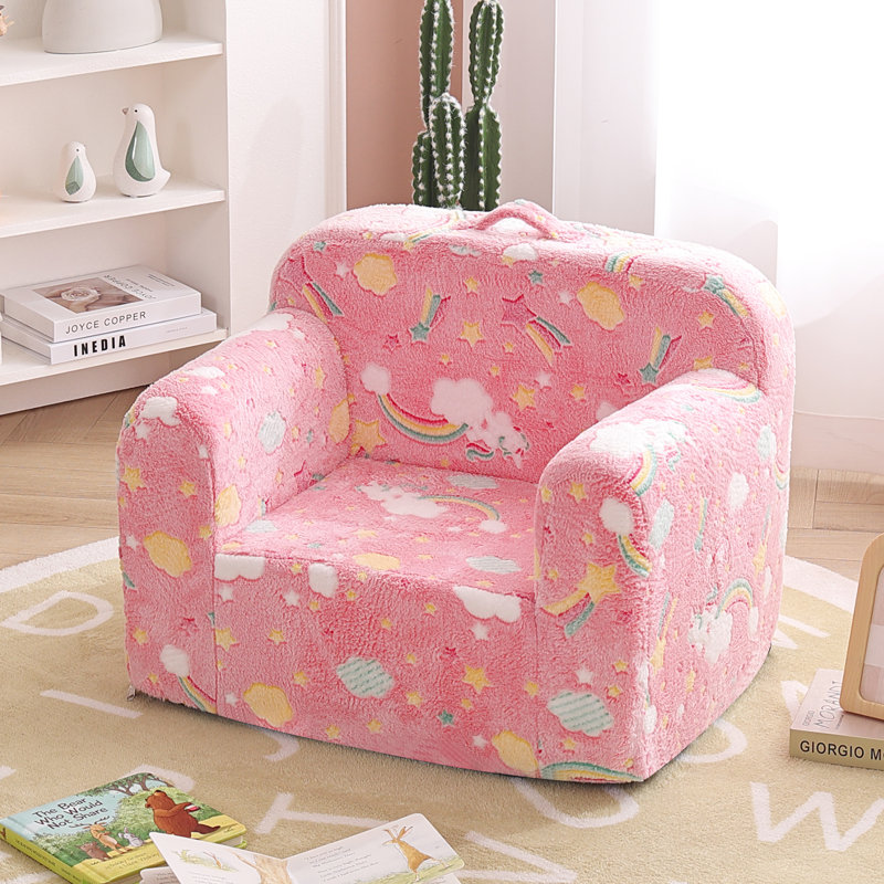 Kids Sofa Toddler Chair, Children Couch With Side Pockets, Twill Pegasus