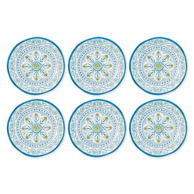 6-Piece Jewel Medallion, 9" Melamine Plate