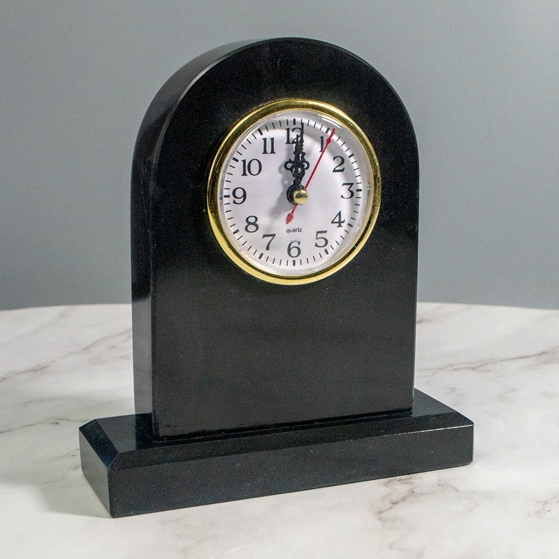 Analog Marble Mechanical Tabletop Clock in Black