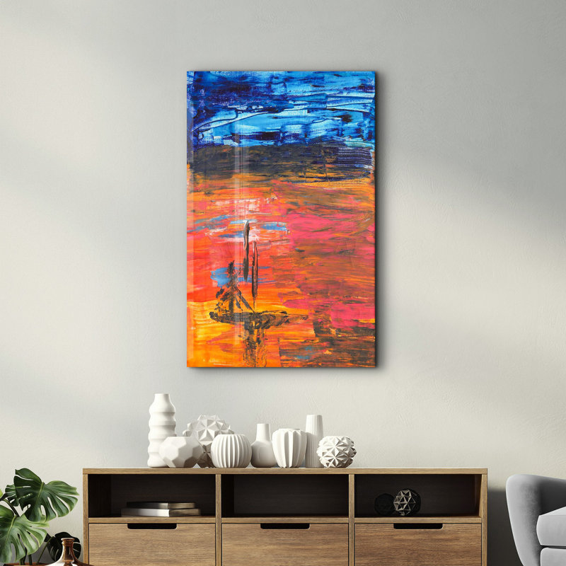 Élégante peinture murale en verre trempé de 13,8 po x 21,7 po | 100% verre trempé, épaisseur: 0,16 pouce | Imprimé UV pour des couleurs éclatantes | Parfait pour la décoration intérieure, le salon et les espaces de bureau
