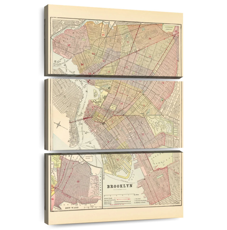 Aliaz Map Of Brooklyn, 45" H x 28" W