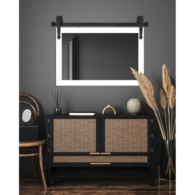 Conner Rea Flat Wall Mirror, Glossy White, 50" x 27"