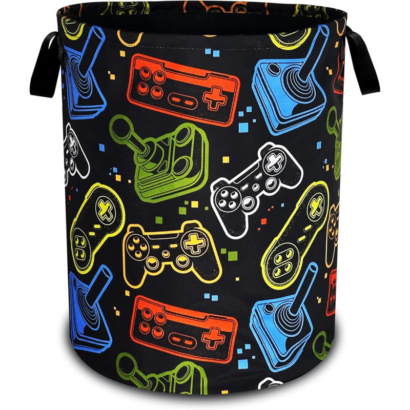 Game Consoles Laundry Basket Funny Colorful Oxford Cloth Laundry Hamper With Handle Foldable Portable Clothes Storage Basket Storage Bag For Laundry Room/Bathroom/Bedroom/Dormitories