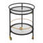 Chariot-bar rond moderne avec tablettes en verre trempé et accents dorés-1301918663