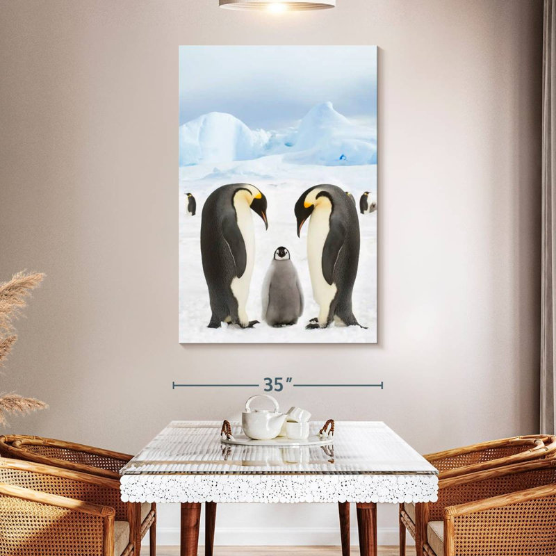 Famille de pingouins I, H 51 po x l 34 po