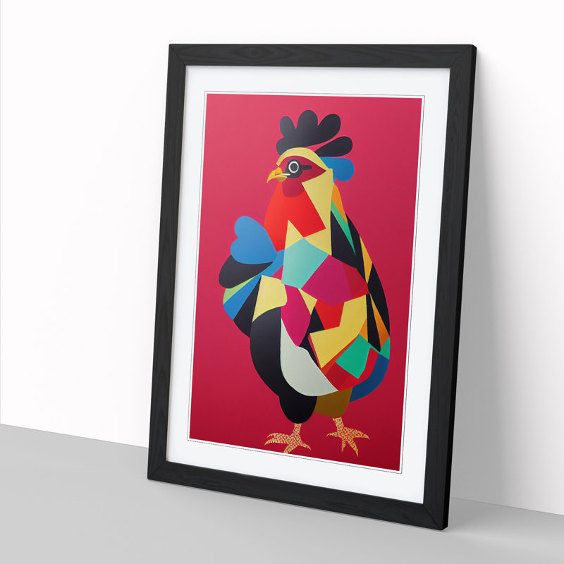 Chicken Pop - Single Picture Frame Print, 64cm H x 46cm W, Black Framed